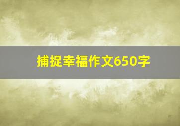 捕捉幸福作文650字