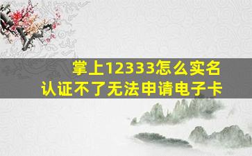 掌上12333怎么实名认证不了无法申请电子卡