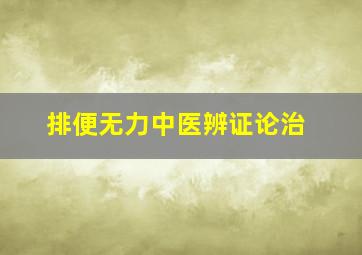 排便无力中医辨证论治