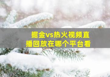 掘金vs热火视频直播回放在哪个平台看