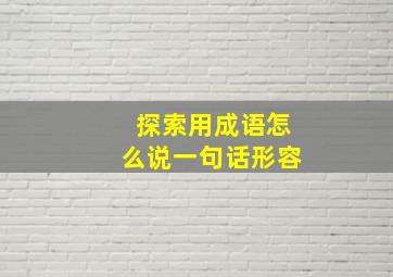 探索用成语怎么说一句话形容