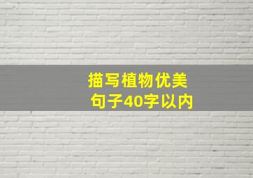 描写植物优美句子40字以内