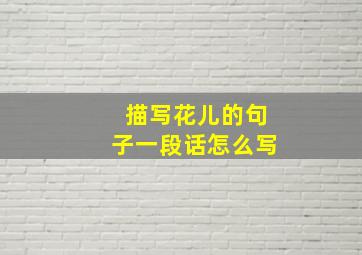 描写花儿的句子一段话怎么写