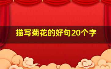 描写菊花的好句20个字