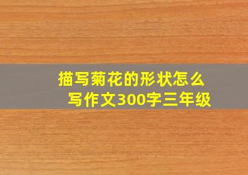 描写菊花的形状怎么写作文300字三年级