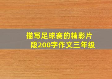 描写足球赛的精彩片段200字作文三年级