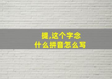 提,这个字念什么拼音怎么写