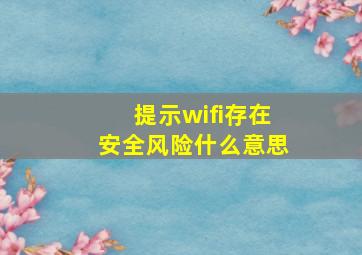 提示wifi存在安全风险什么意思