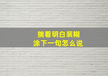 揣着明白装糊涂下一句怎么说