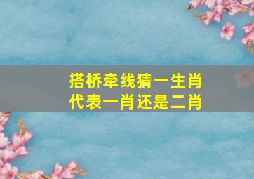 搭桥牵线猜一生肖代表一肖还是二肖