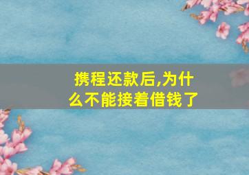 携程还款后,为什么不能接着借钱了