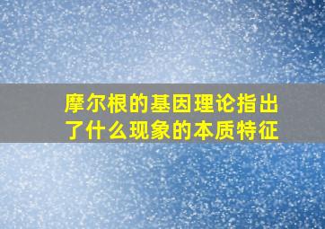 摩尔根的基因理论指出了什么现象的本质特征