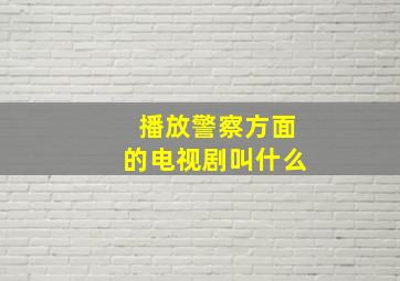 播放警察方面的电视剧叫什么