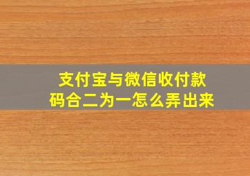 支付宝与微信收付款码合二为一怎么弄出来