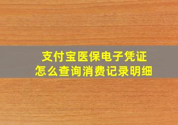 支付宝医保电子凭证怎么查询消费记录明细