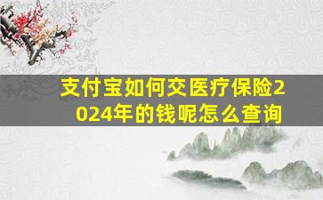 支付宝如何交医疗保险2024年的钱呢怎么查询