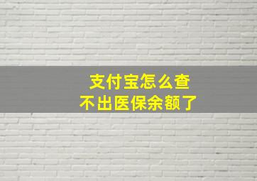 支付宝怎么查不出医保余额了