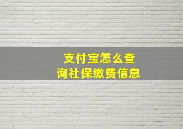 支付宝怎么查询社保缴费信息