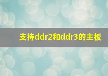 支持ddr2和ddr3的主板