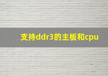 支持ddr3的主板和cpu