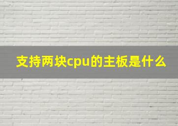 支持两块cpu的主板是什么