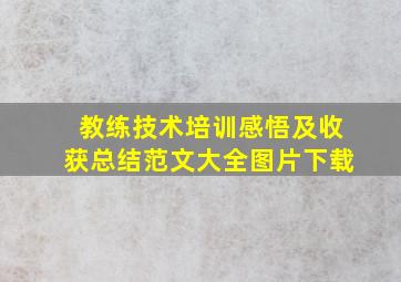 教练技术培训感悟及收获总结范文大全图片下载