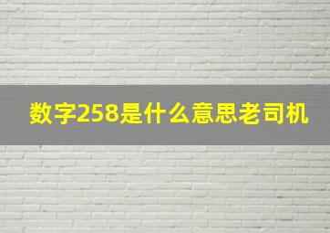 数字258是什么意思老司机