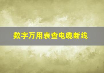 数字万用表查电缆断线