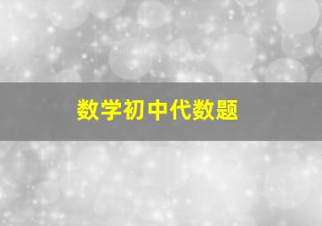 数学初中代数题