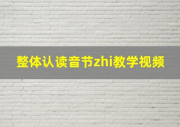 整体认读音节zhi教学视频