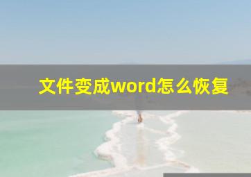 文件变成word怎么恢复