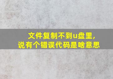 文件复制不到u盘里,说有个错误代码是啥意思