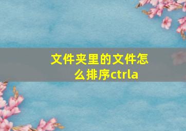 文件夹里的文件怎么排序ctrla