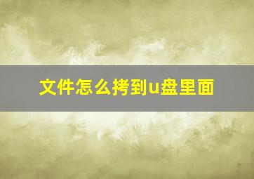 文件怎么拷到u盘里面