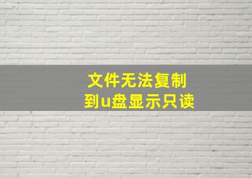 文件无法复制到u盘显示只读