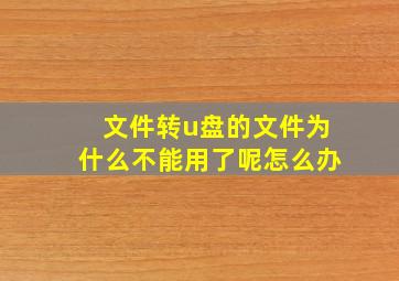 文件转u盘的文件为什么不能用了呢怎么办