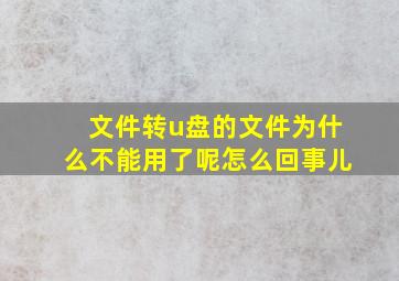 文件转u盘的文件为什么不能用了呢怎么回事儿