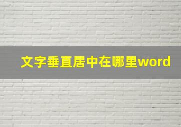 文字垂直居中在哪里word