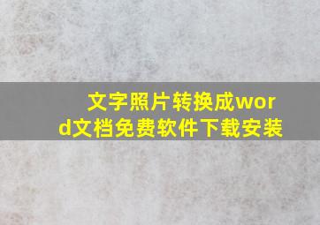 文字照片转换成word文档免费软件下载安装