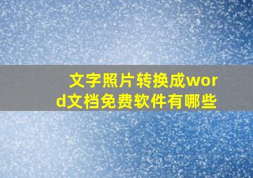 文字照片转换成word文档免费软件有哪些