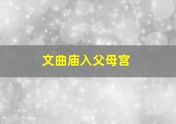 文曲庙入父母宫