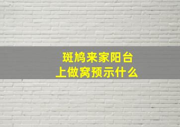 斑鸠来家阳台上做窝预示什么