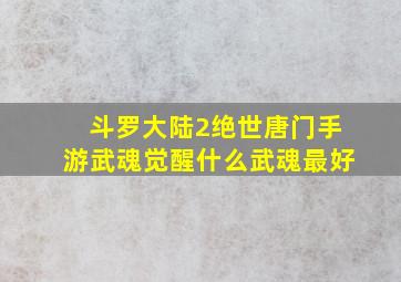 斗罗大陆2绝世唐门手游武魂觉醒什么武魂最好