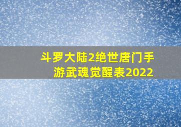 斗罗大陆2绝世唐门手游武魂觉醒表2022