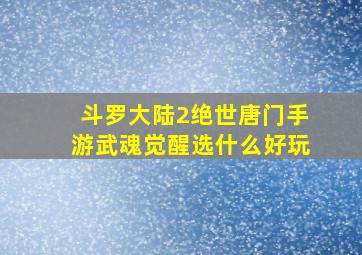 斗罗大陆2绝世唐门手游武魂觉醒选什么好玩