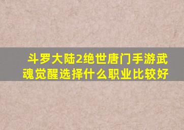 斗罗大陆2绝世唐门手游武魂觉醒选择什么职业比较好