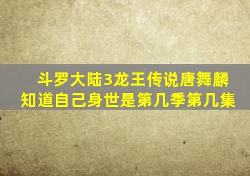 斗罗大陆3龙王传说唐舞麟知道自己身世是第几季第几集