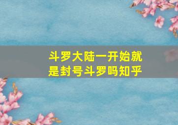 斗罗大陆一开始就是封号斗罗吗知乎