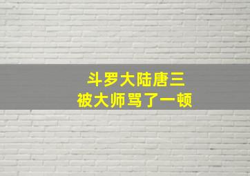 斗罗大陆唐三被大师骂了一顿