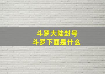 斗罗大陆封号斗罗下面是什么